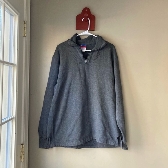 Champion Grey Quarter Zip Sweatshirt Men's L - Picture 1 of 7